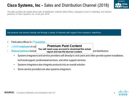 Cisco systems inc sales and distribution channel 2018