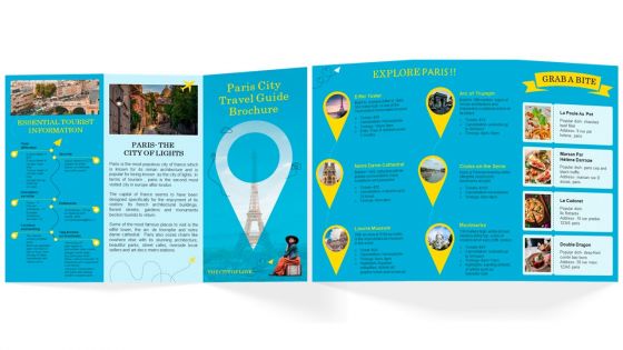 City Brochure Paris Travel Guide Trifold
