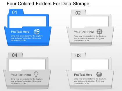 Cl four colored folders for data storage powerpoint template