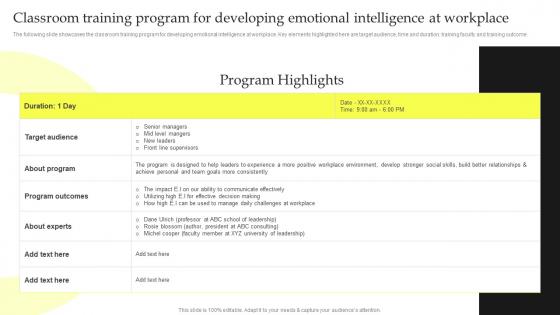 Classroom Training Program For Developing Emotional Top Leadership Skill Development Training