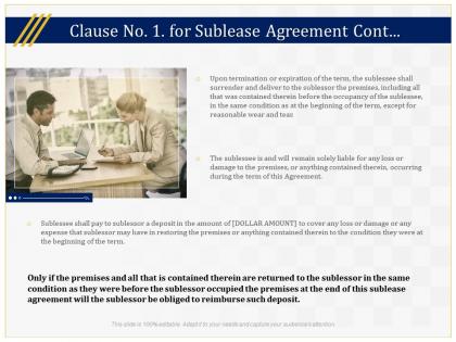 Clause no 1 for sublease agreement cont ppt powerpoint presentation slides graphics