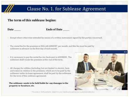 Clause no 1 for sublease agreement ppt powerpoint presentation slides templates