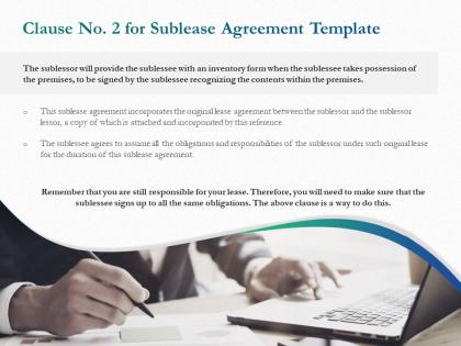 Clause no 2 for sublease agreement template ppt powerpoint presentation slides model
