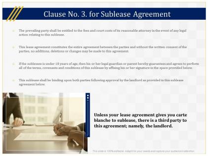 Clause no 3 for sublease agreement ppt powerpoint presentation slides microsoft