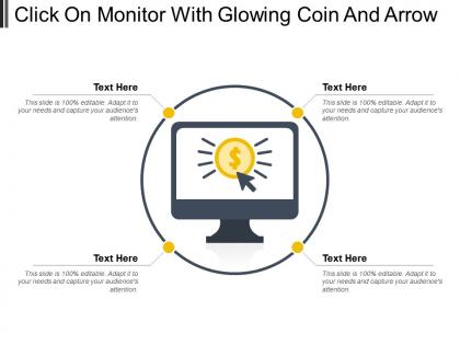 Click on monitor with glowing coin and arrow