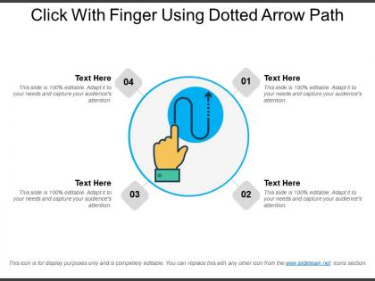 Click with finger using dotted arrow path