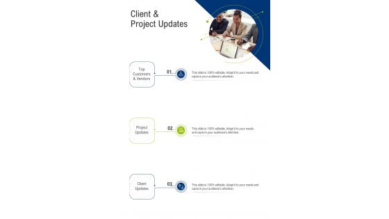 Client And Project Updates One Pager Sample Example Document