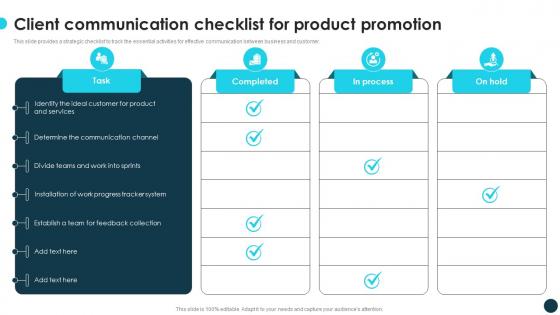 Client Communication Checklist For Product Promotion Optimizing Growth With Marketing CRP DK SS