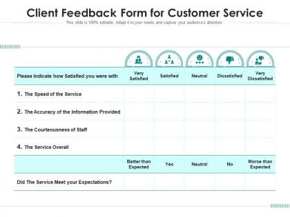 Client feedback form for customer service