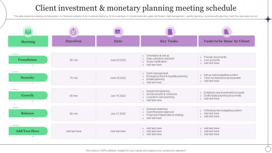 Client Investment And Monetary Planning Meeting Schedule