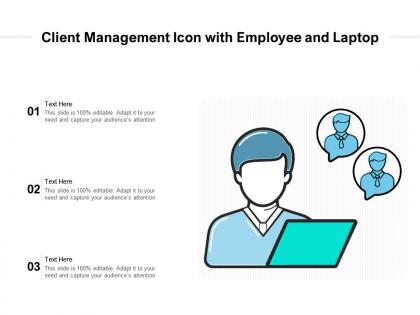 Client management icon with employee and laptop
