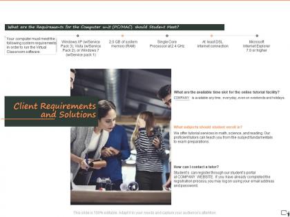 Client requirements and solutions internet connection ppt powerpoint presentation slides example