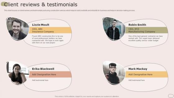 Client Reviews And Testimonials Housing Company Profile Ppt Slides Information