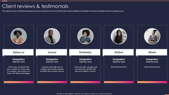 Client Reviews And Testimonials Small It Business Company Profile Ppt File Background Images