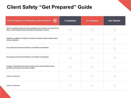 Client safety get prepared guide in progress completed ppt powerpoint presentation gallery show