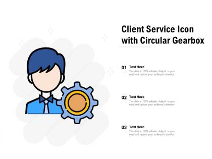 Client service icon with circular gearbox