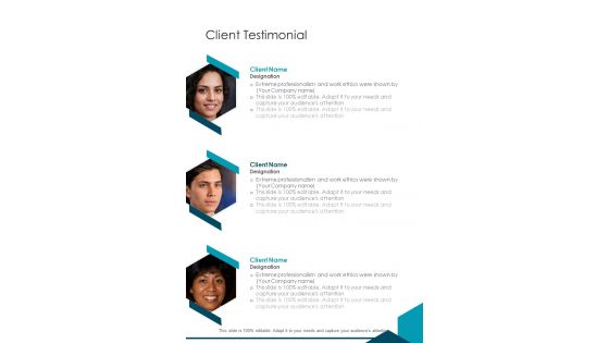 Client Testimonial Commercial Insurance Proposal One Pager Sample Example Document
