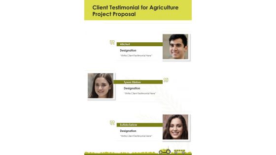Client Testimonial For Agriculture Project Proposal One Pager Sample Example Document