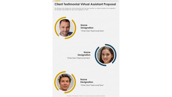 Client Testimonial Virtual Assistant Proposal One Pager Sample Example Document