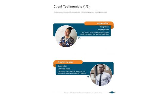 Client Testimonials Aircraft Maintenance Services Proposal One Pager Sample Example Document