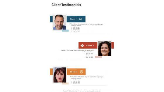 Client Testimonials Commercial Proposal One Pager Sample Example Document