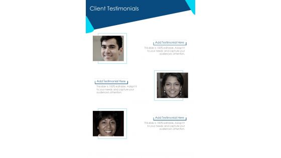 Client Testimonials Copywriting Proposal Template One Pager Sample Example Document