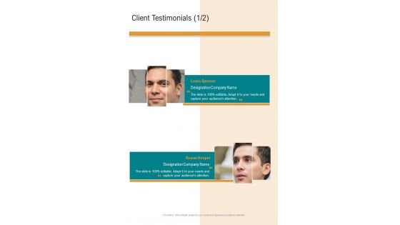 Client Testimonials Corporate Leadership Training Proposal One Pager Sample Example Document