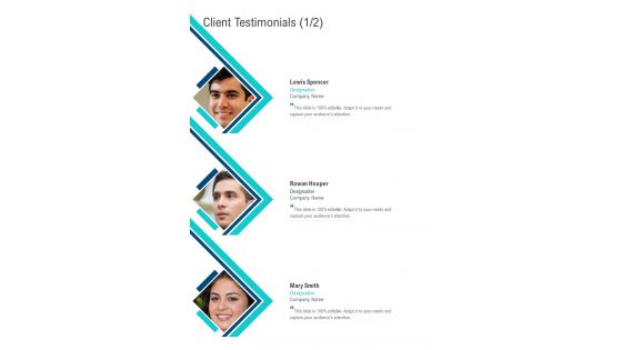 Client Testimonials Corporate Training Proposal One Pager Sample Example Document