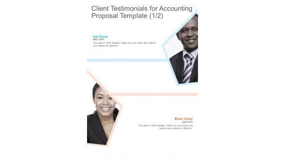 Client Testimonials For Accounting Proposal Template One Pager Sample Example Document