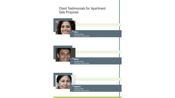Client Testimonials For Apartment Sale Proposal One Pager Sample Example Document