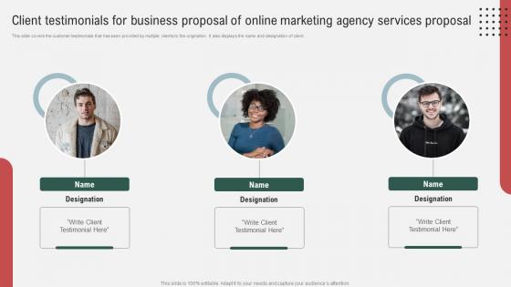 Client Testimonials For Business Proposal Of Online Marketing Agency Services Proposal Ppt Tutorials