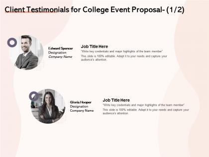 Client testimonials for college event proposal l1476 ppt powerpoint infographics