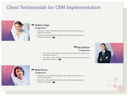 Client testimonials for crm implementation r128 ppt templates