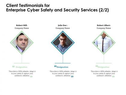 Client testimonials for enterprise cyber safety and security services r355 ppt templates