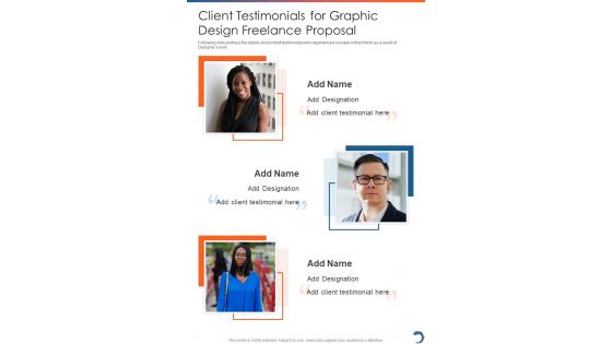 Client Testimonials For Graphic Design Freelance Proposal One Pager Sample Example Document