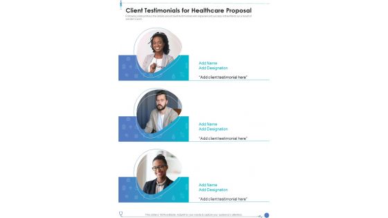 Client Testimonials For Healthcare Proposal One Pager Sample Example Document