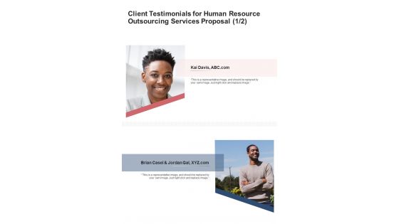 Client Testimonials For Human Resource Outsourcing Services Proposal One Pager Sample Example Document