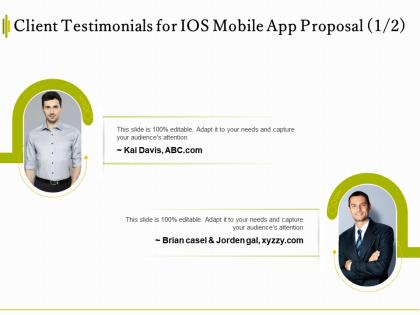 Client testimonials for ios mobile app proposal l1536 ppt powerpoint information