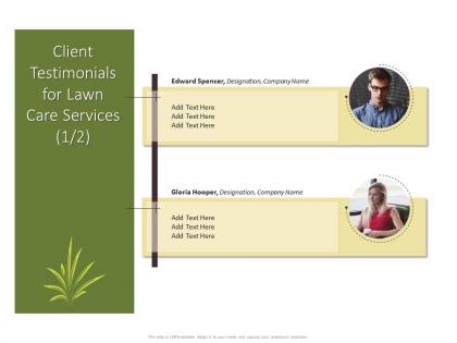 Client testimonials for lawn care services ppt powerpoint icon portrait