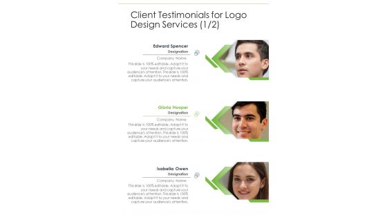 Client Testimonials For Logo Design Services One Pager Sample Example Document