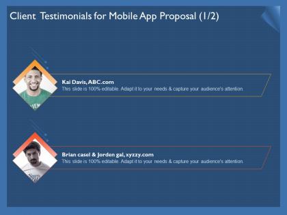 Client testimonials for mobile app proposal r302 ppt powerpoint example