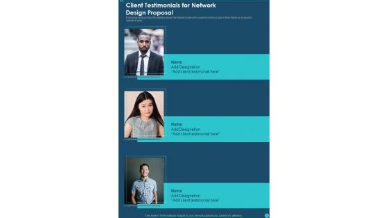Client Testimonials For Network Design Proposal One Pager Sample Example Document