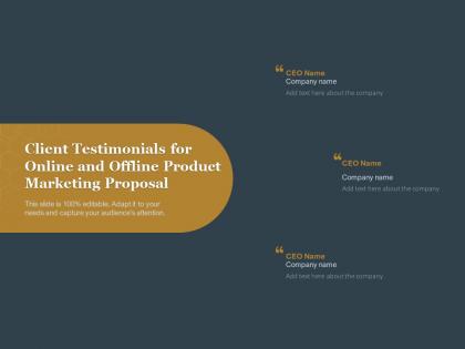 Client testimonials for online and offline product marketing proposal ppt image