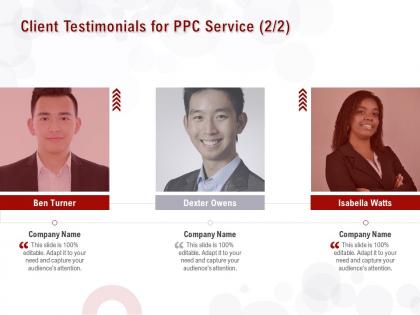 Client testimonials for ppc service l1562 ppt powerpoint presentation grid