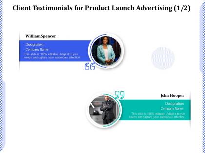 Client testimonials for product launch advertising r214 ppt presentation icon