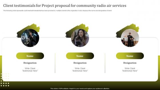 Client Testimonials For Project Proposal For Community Radio Air Services Ppt Rules