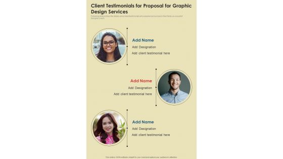 Client Testimonials For Proposal For Graphic Design Services One Pager Sample Example Document