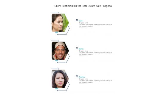Client Testimonials For Real Estate Sale Proposal One Pager Sample Example Document