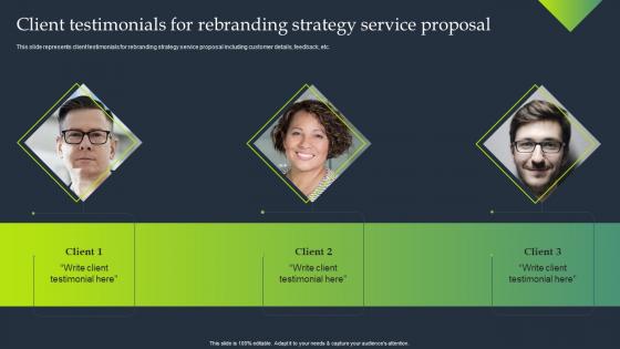 Client Testimonials For Rebranding Strategy Service Proposal Professional Business Branding Services Proposal