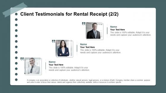 Client testimonials for rental receipt ppt slides background designs